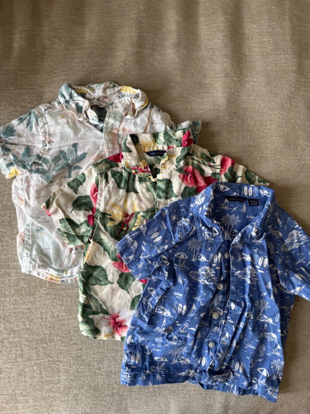 Janie and Jack Toddler Hawaiian Shirts Bundle 18-24M Tropical Linen Button Up - Picture 2 of 11